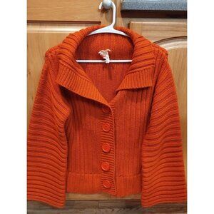 Derek Heart Chunky Cropped 3/4 Sleeve Button Front Knit Cardigan S Boho Grandma